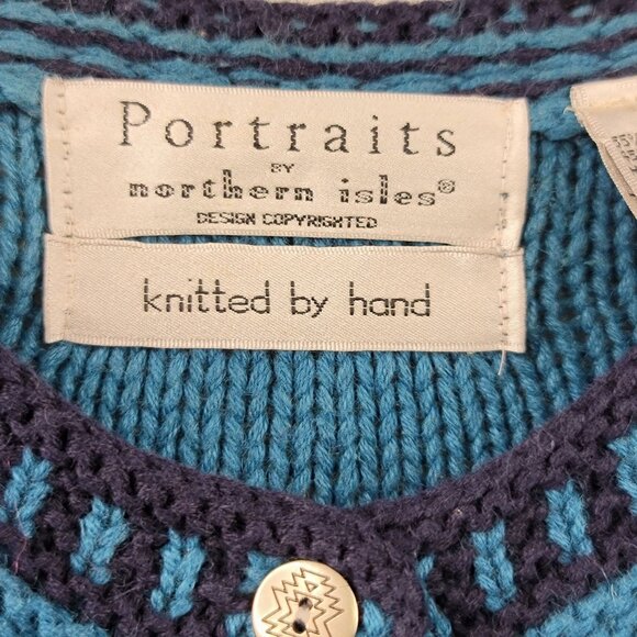 Vintage Portraits By Northern Isles S Hand-Knitted Traveler Cardigan Deadstock - Picture 3 of 14